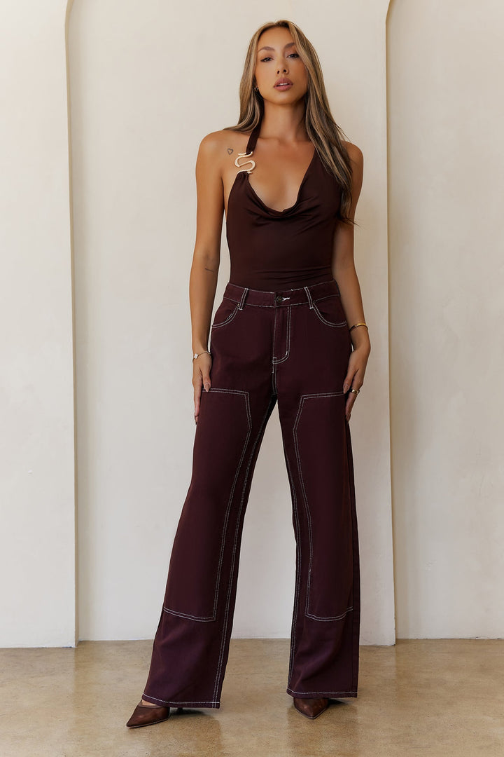 Mitzam | Women’s low-rise straight leg jeans with contrast stitching