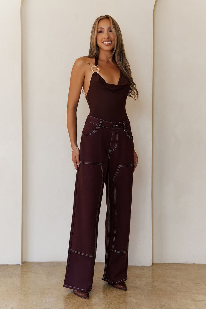 Mitzam | Women’s low-rise straight leg jeans with contrast stitching