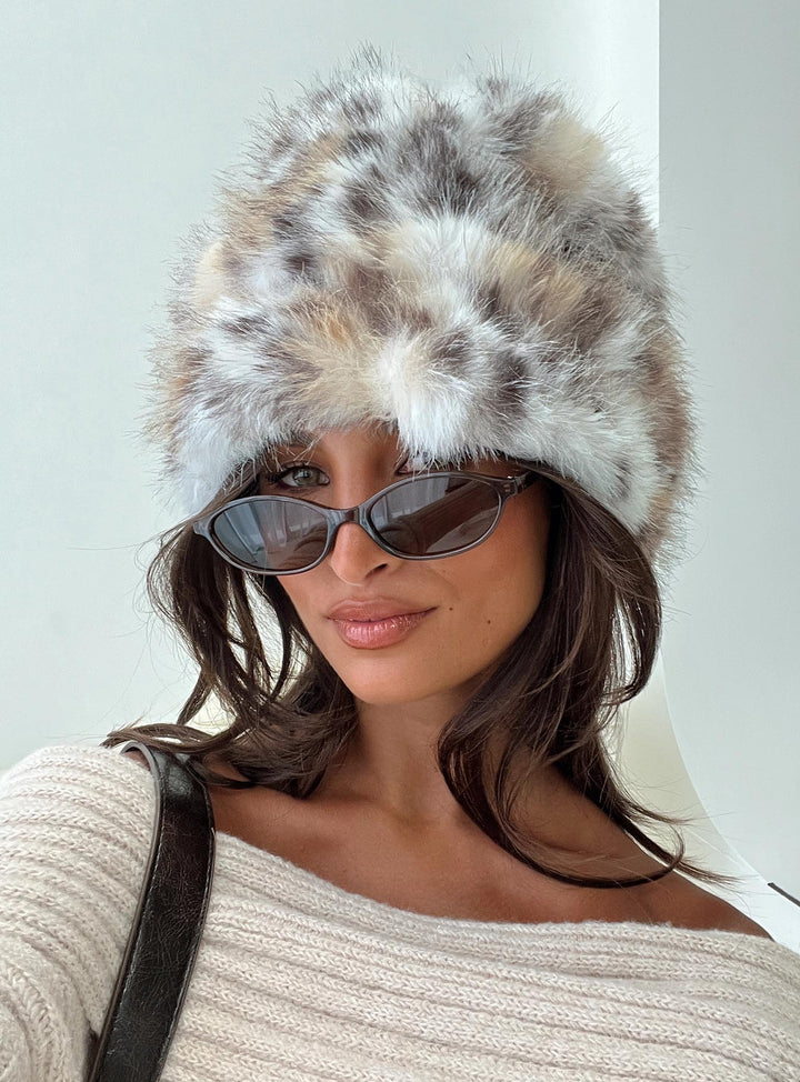 Kendra | Women’s faux fur fluffy leopard print hat