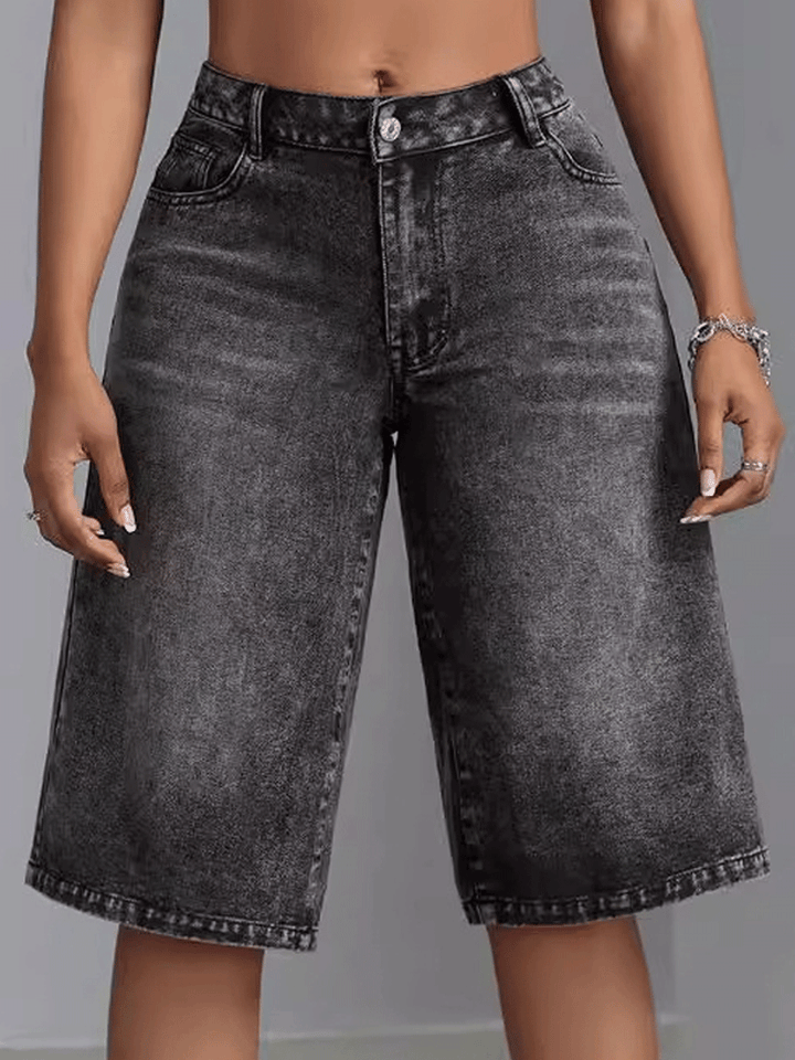 Maren | Women’s denim wide leg shorts with high waist cut