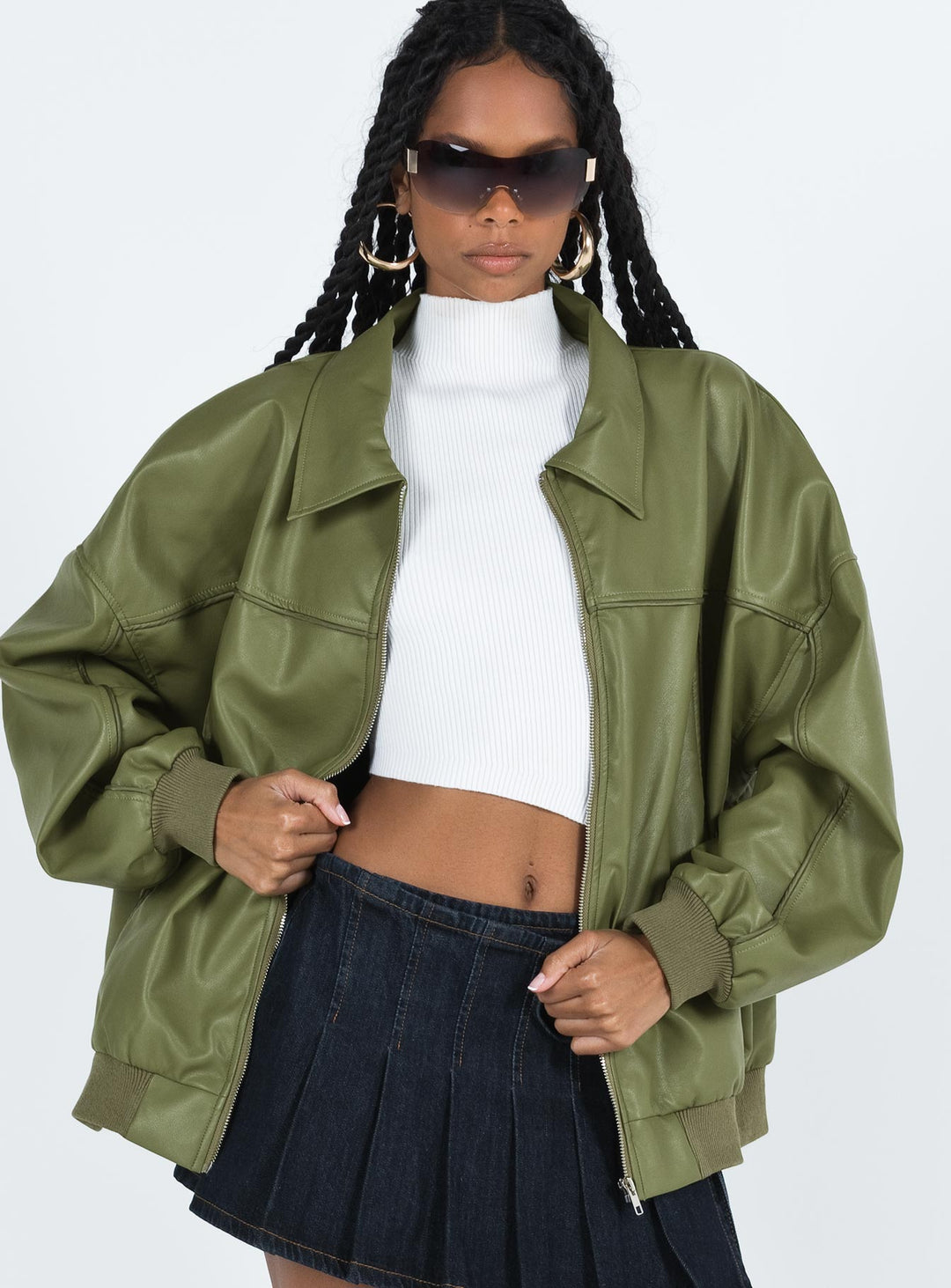 Ayesha | Women’s oversized bomber jacket with zip front and ribbed cuffs