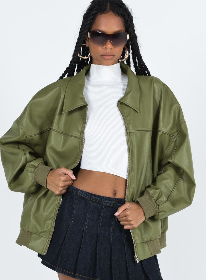 Ayesha | Women’s oversized bomber jacket with zip front and ribbed cuffs