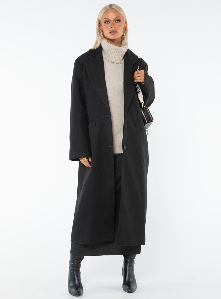 Eunee | Women’s long coat with lapel collar and front pockets