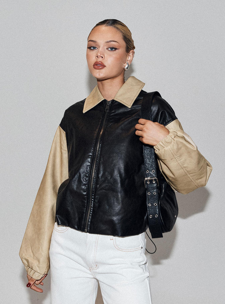 Jamilla | Women’s two-tone faux leather bomber jacket