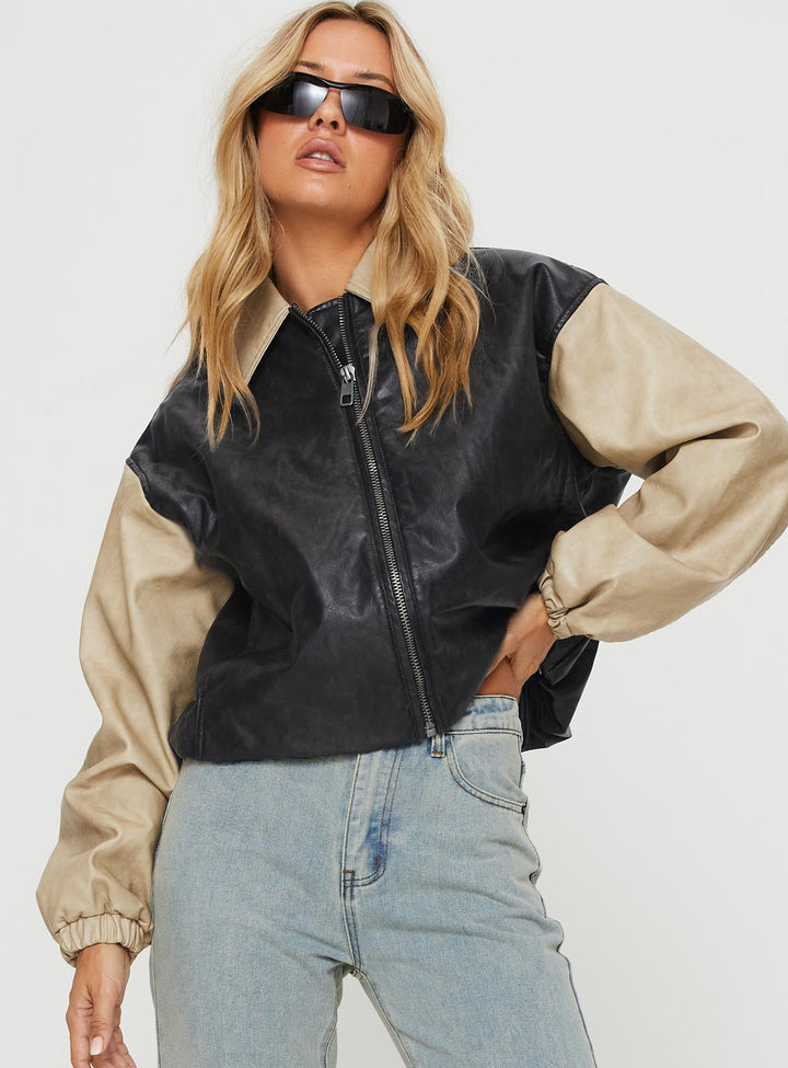 Jamilla | Women’s two-tone faux leather bomber jacket