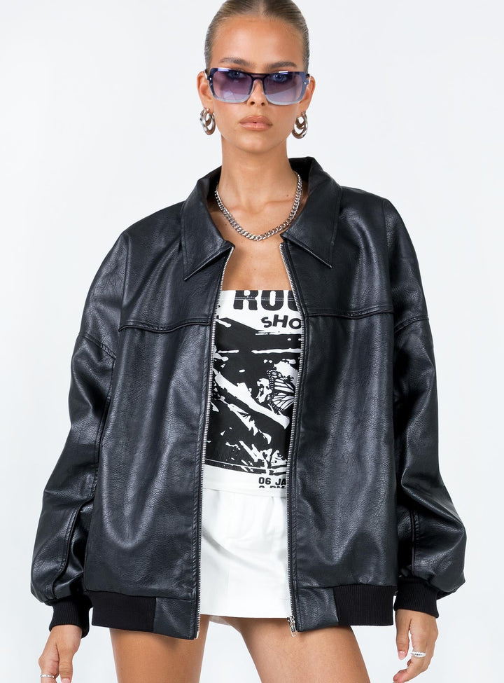 Letisha | Women’s faux leather oversized bomber jacket