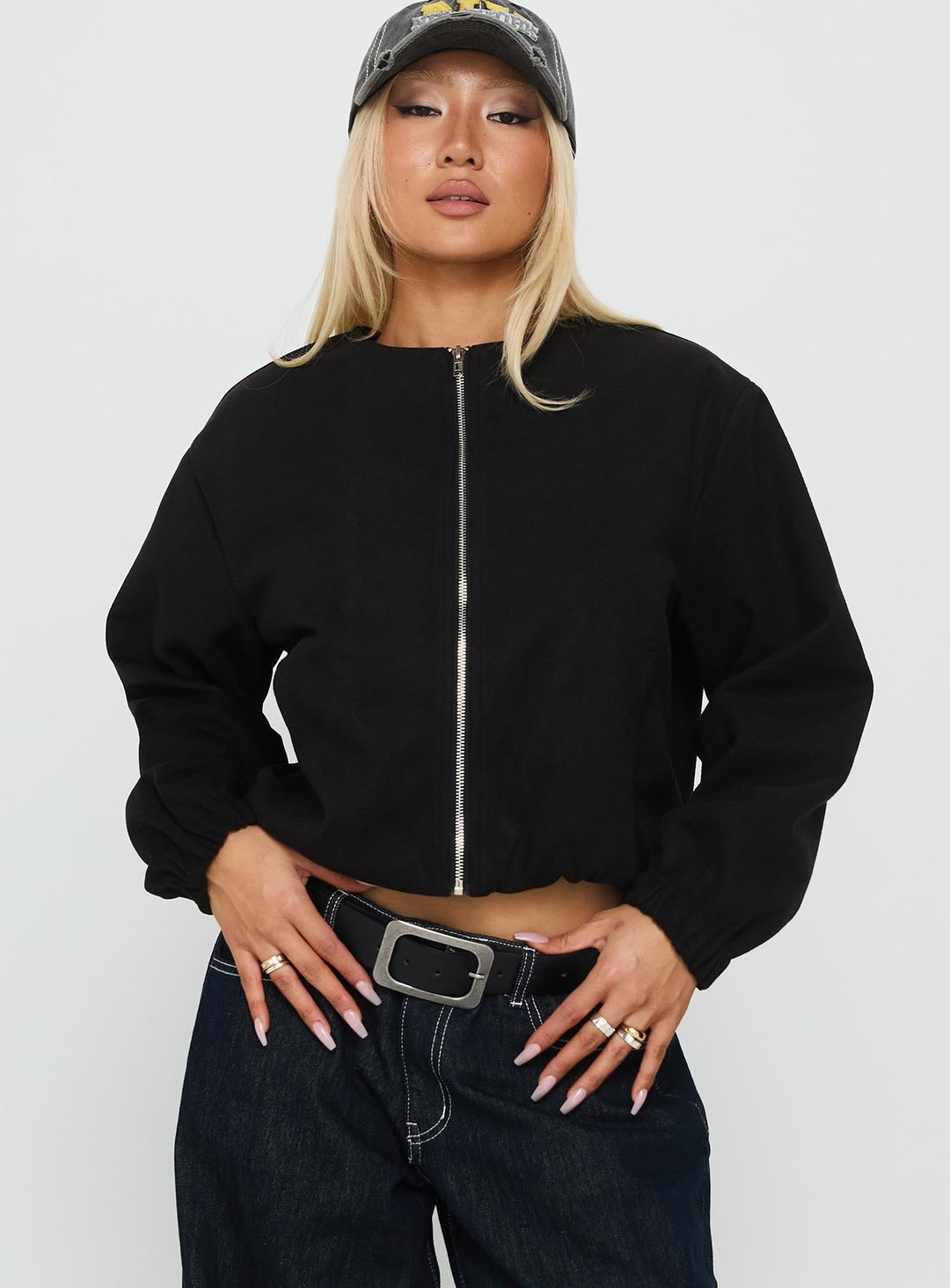 Trice | Women’s suede bomber jacket with zip closure and cuffed sleeves