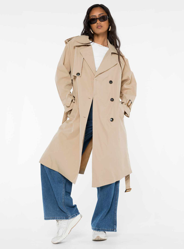Rose | Women’s belted trench coat with lapel collar and tie waist