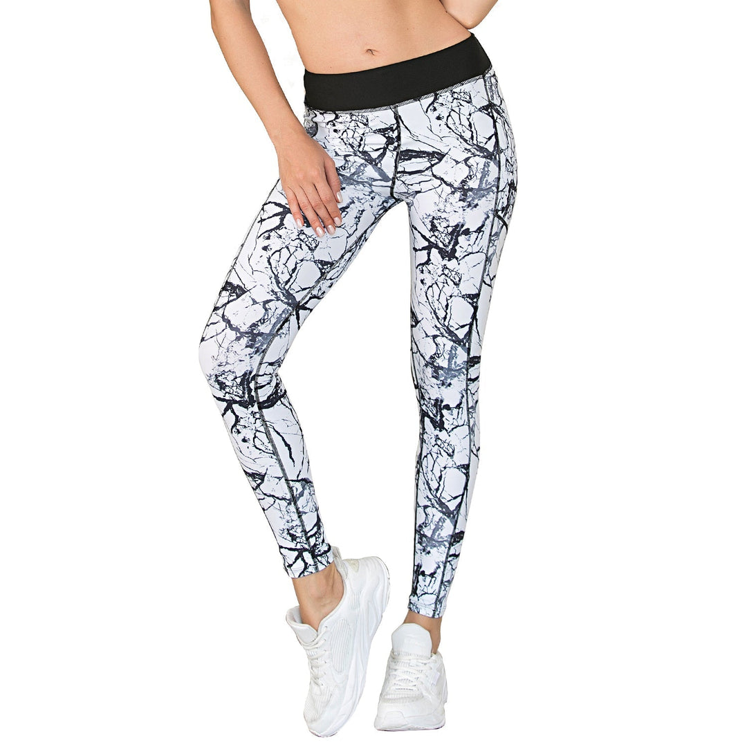 Ellen | Women’s marble print leggings with side pocket and high-rise fit