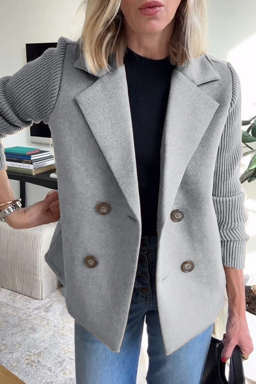 Indie | Women’s knit sleeve blazer with double-breasted and structured lapels