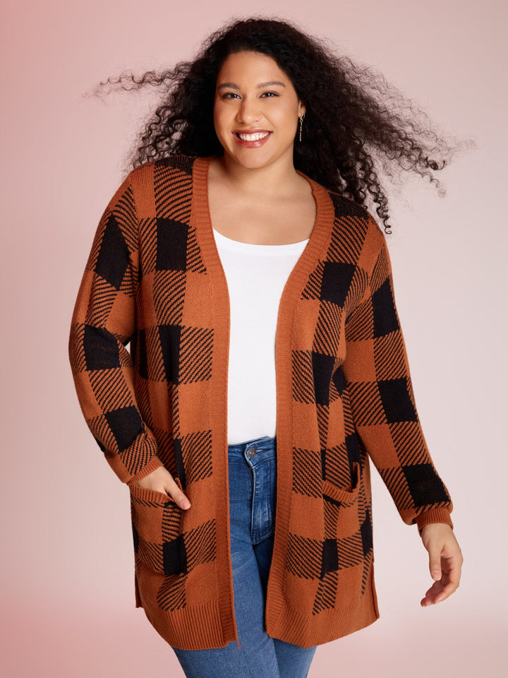 Cynthia | Women’s plaid open-front knit cardigan