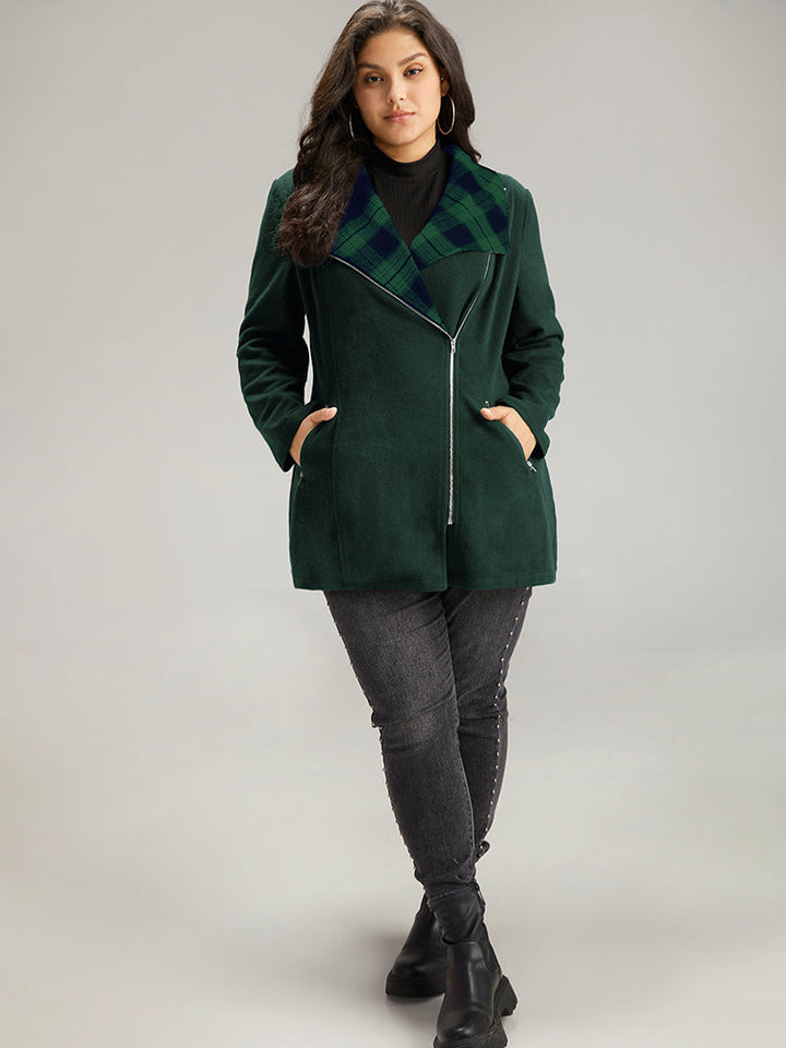 Virginia | Women’s plaid patchwork lapel collar zipper coat
