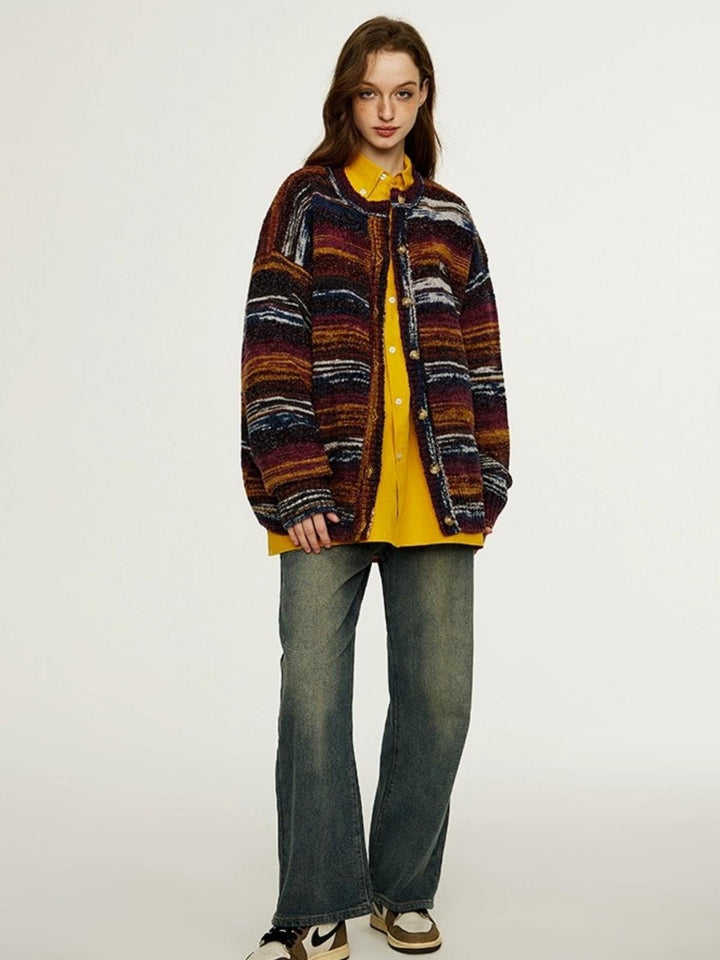 Ashley | Women's knitted colorful striped cardigan