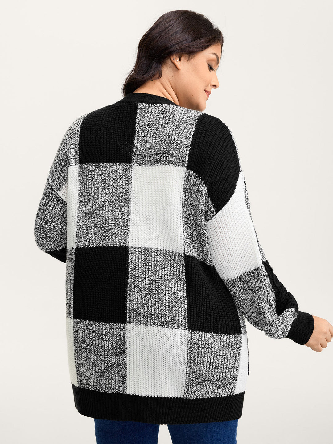 April | Women’s color block open-front knit cardigan