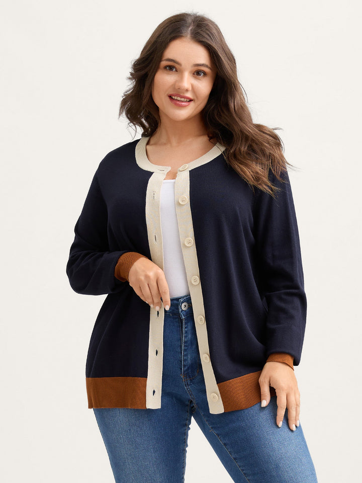 Anastacia | Women’s button-front contrast trim knit cardigan