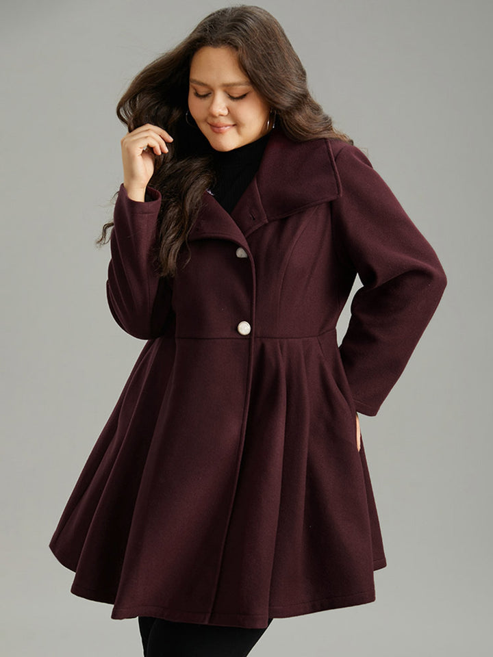 Waverly | Women’s plain button up pocket asymmetrical lapel collar coat