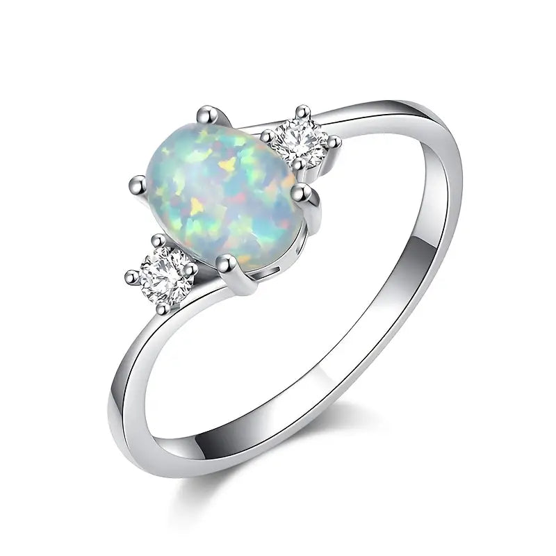 Felly | Women’s opal ring with crystal silver band