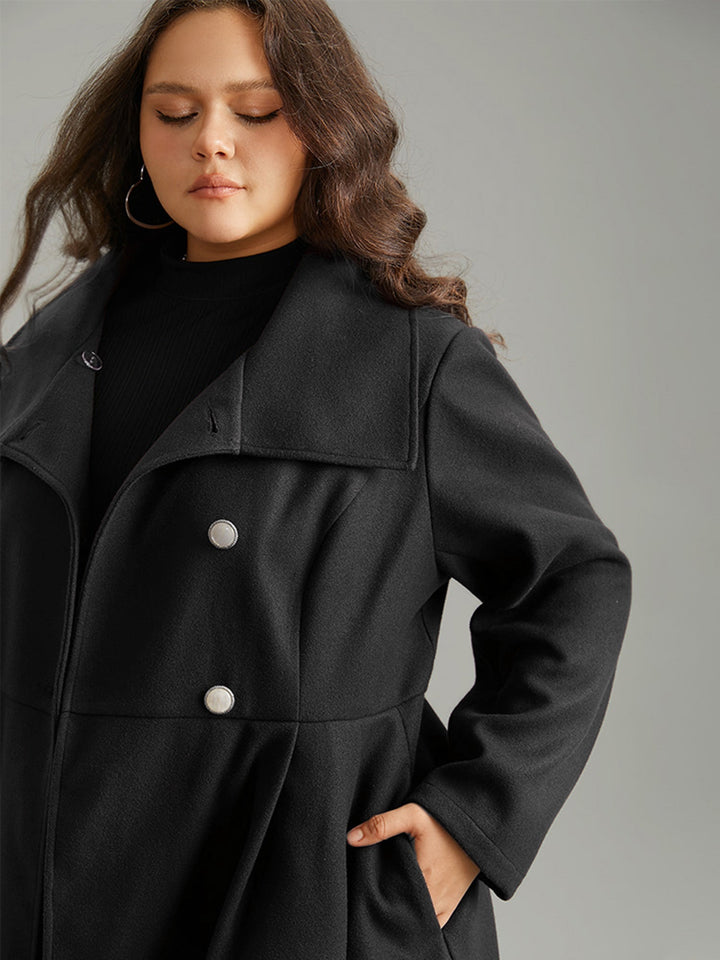 Waverly | Women’s plain button up pocket asymmetrical lapel collar coat
