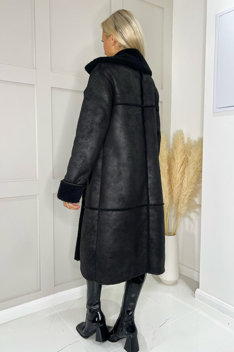 Norvie | Women’s longline faux-shearling coat