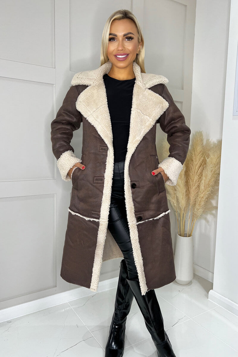 Armeah | Women’s longline faux-shearling coat