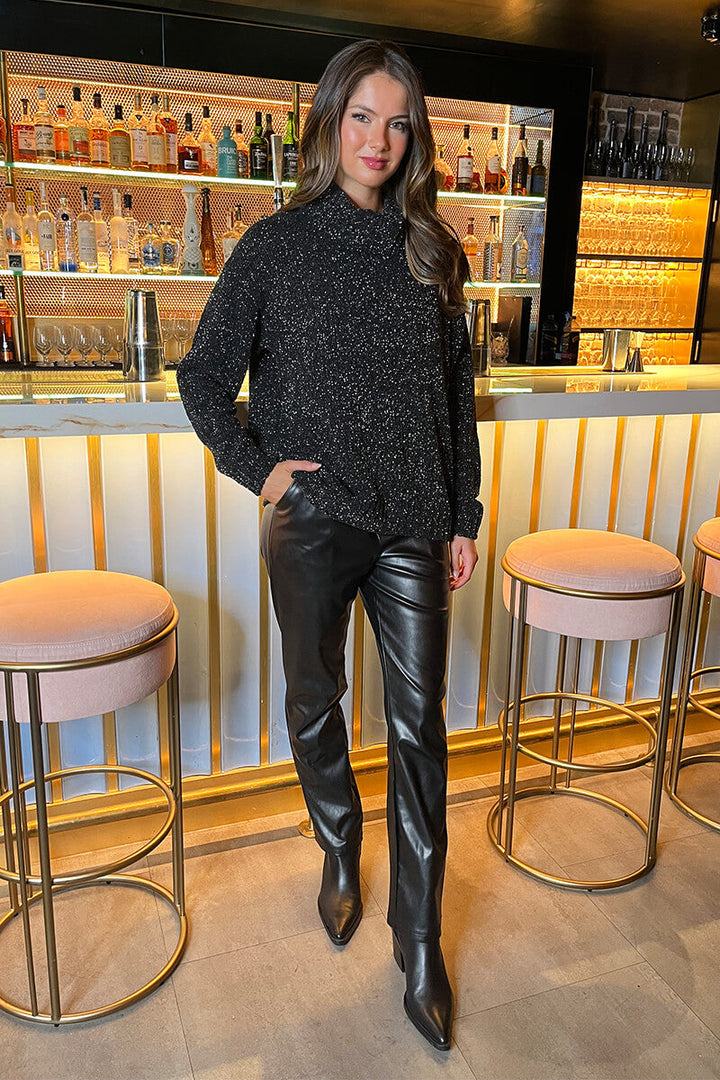 Amber | Women’s metallic knit roll neck sweater