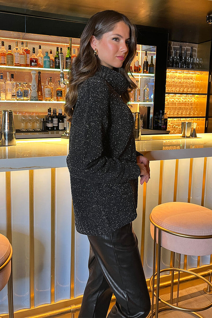 Amber | Women’s metallic knit roll neck sweater