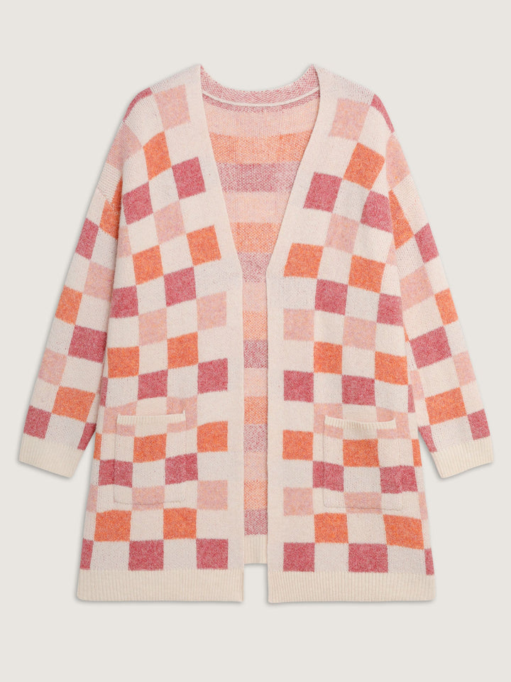 Aspen | Women’s checkered open-front knit cardigan