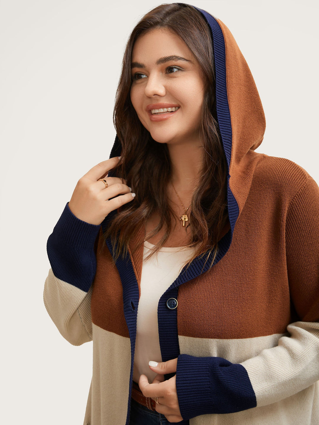 Amira | Women’s color block hooded knit cardigan