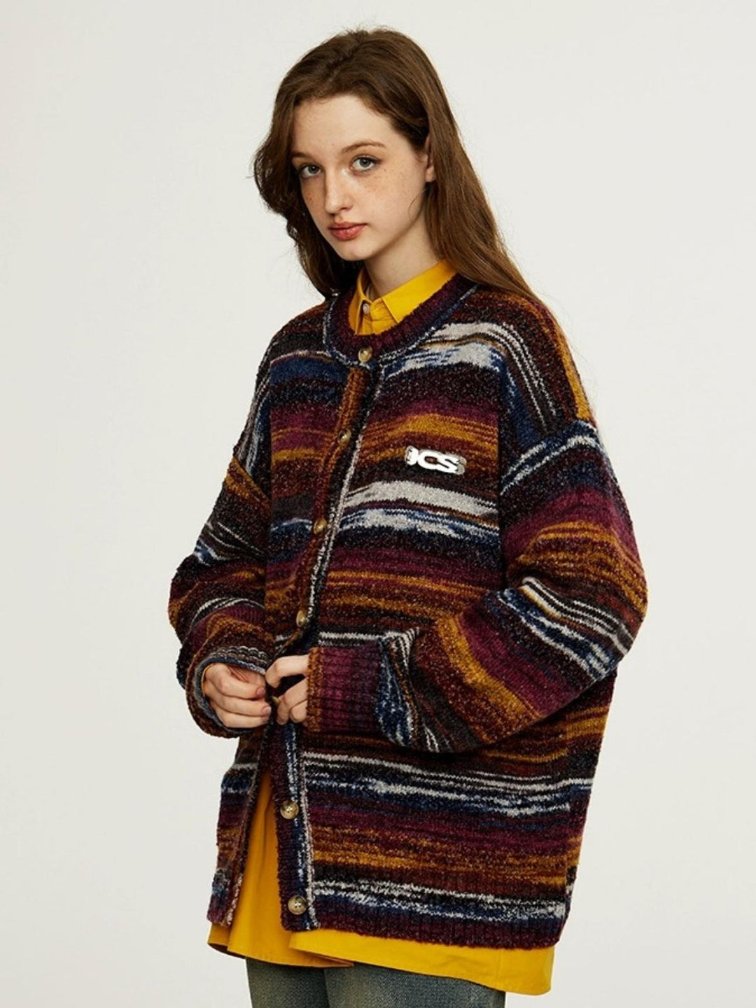 Ashley | Women's knitted colorful striped cardigan