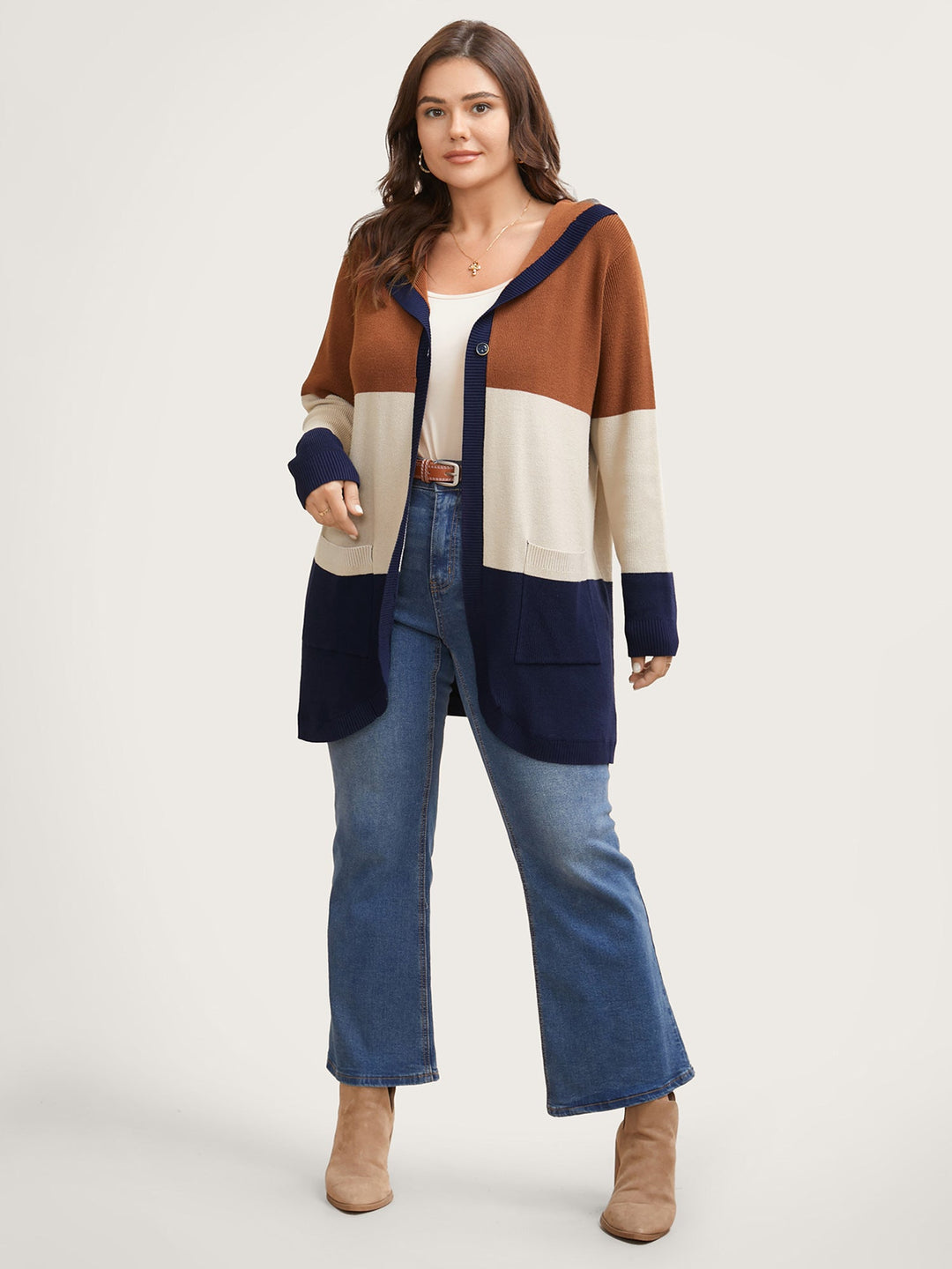 Amira | Women’s color block hooded knit cardigan