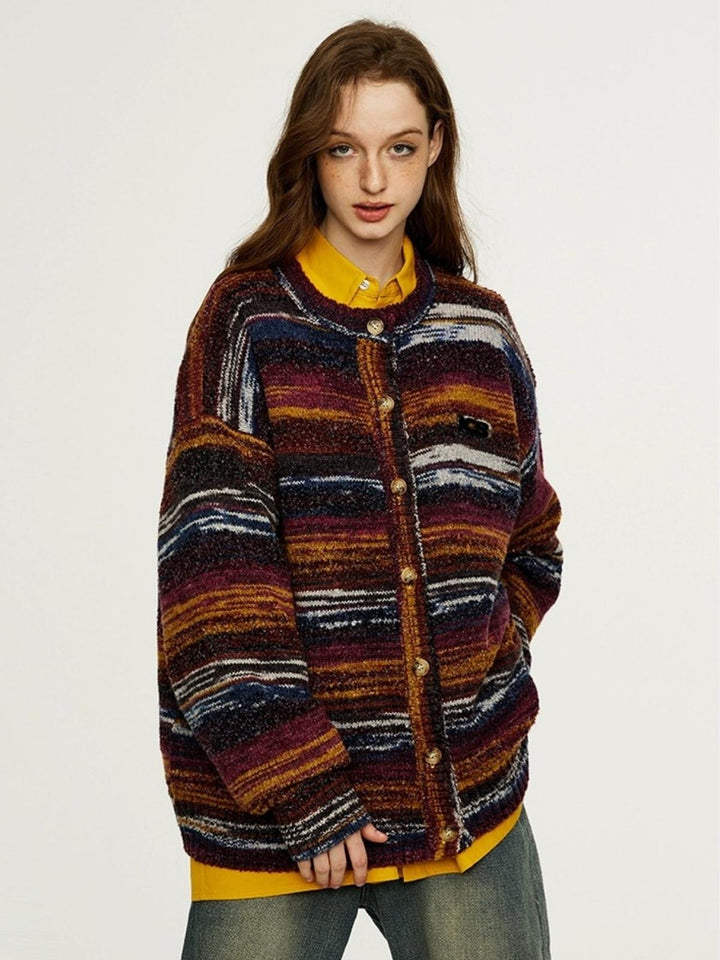 Ashley | Women's knitted colorful striped cardigan