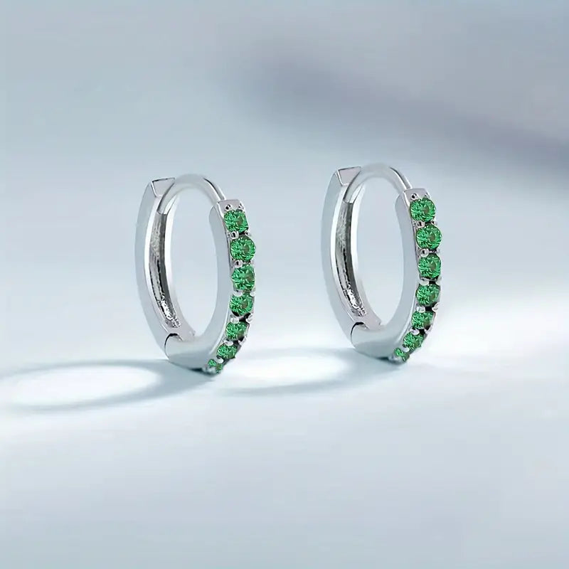 Bianca | Women’s hoop earrings with emerald accents and golden finish