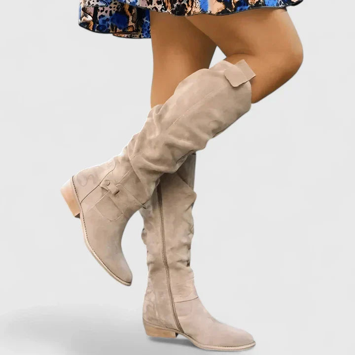 Sasha | Women’s knee-high boots with slouchy shaft and low stacked heel