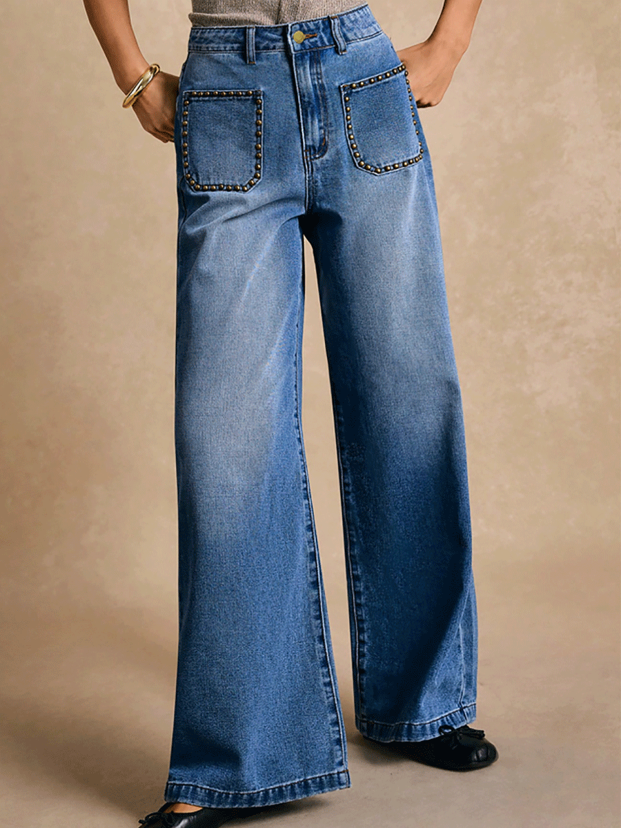 Eunice | Women’s jeans with rivet pockets and wide-leg silhouette