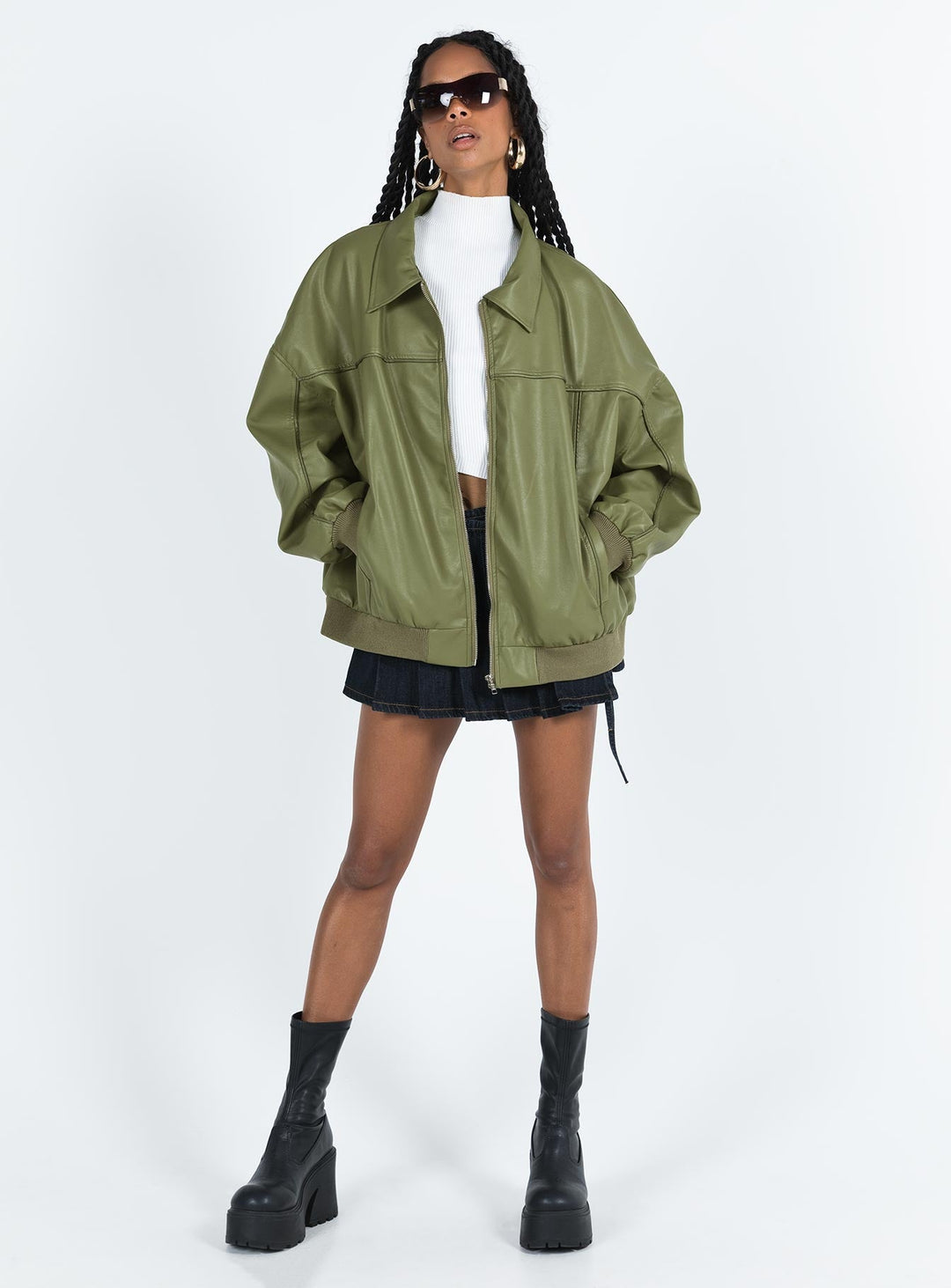 Ayesha | Women’s oversized bomber jacket with zip front and ribbed cuffs