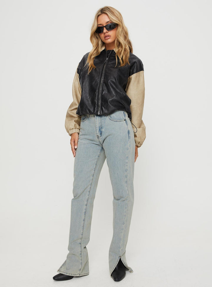 Jamilla | Women’s two-tone faux leather bomber jacket