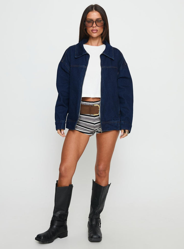 Micah | Women’s oversized denim bomber jacket with zip front and split cuffs