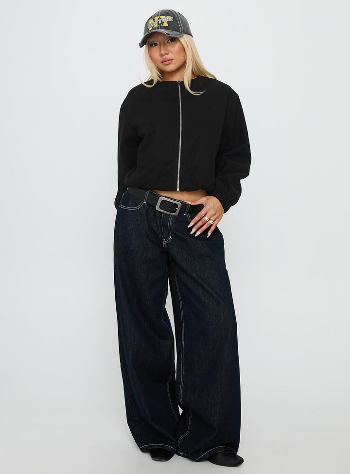 Trice | Women’s suede bomber jacket with zip closure and cuffed sleeves