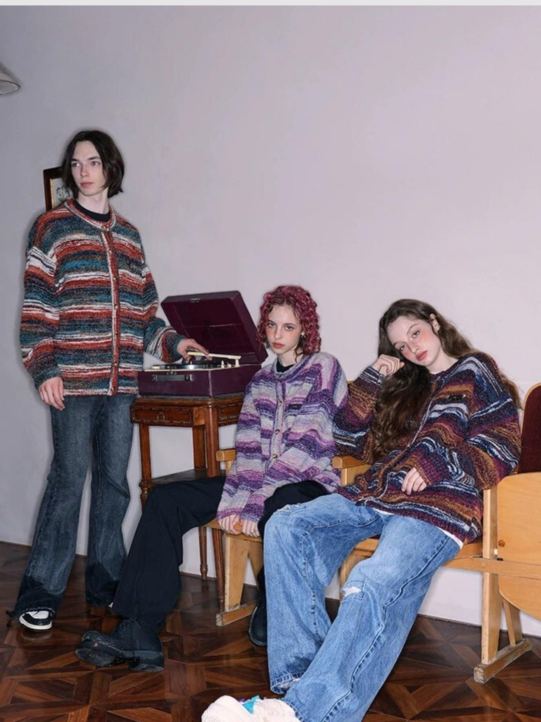 Ashley | Women's knitted colorful striped cardigan