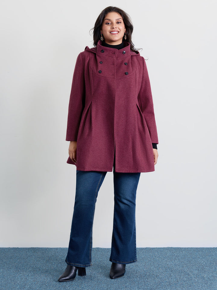 Tracey | Women’s hooded pleated pockets waist-defining coat