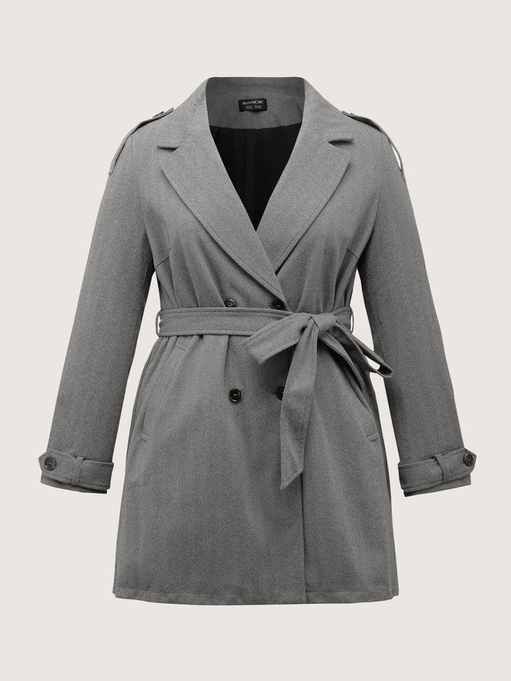 Zelda | Women’s herringbone button belted lined coat