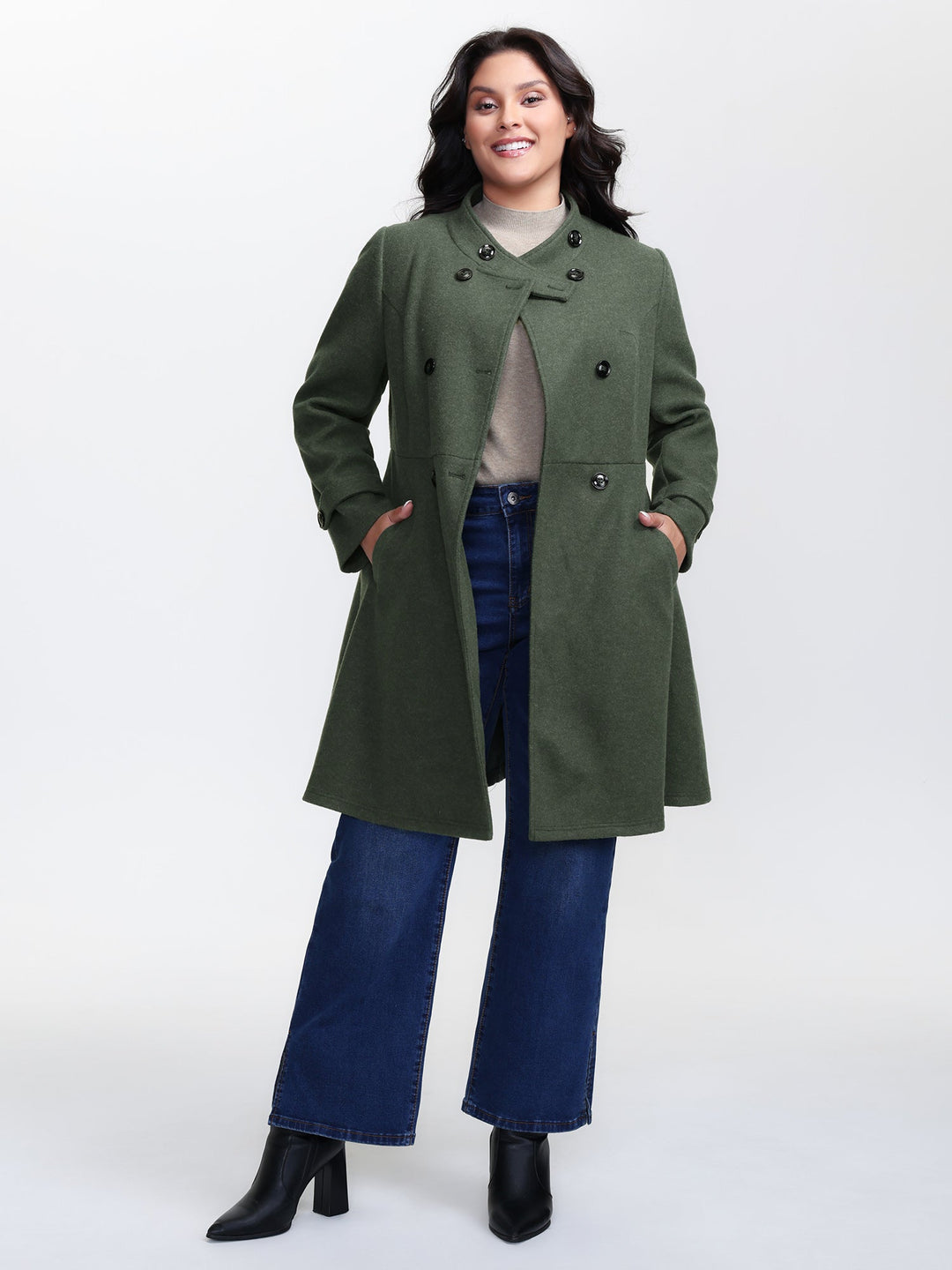 Sonia | Women’s double button pocket solid coat