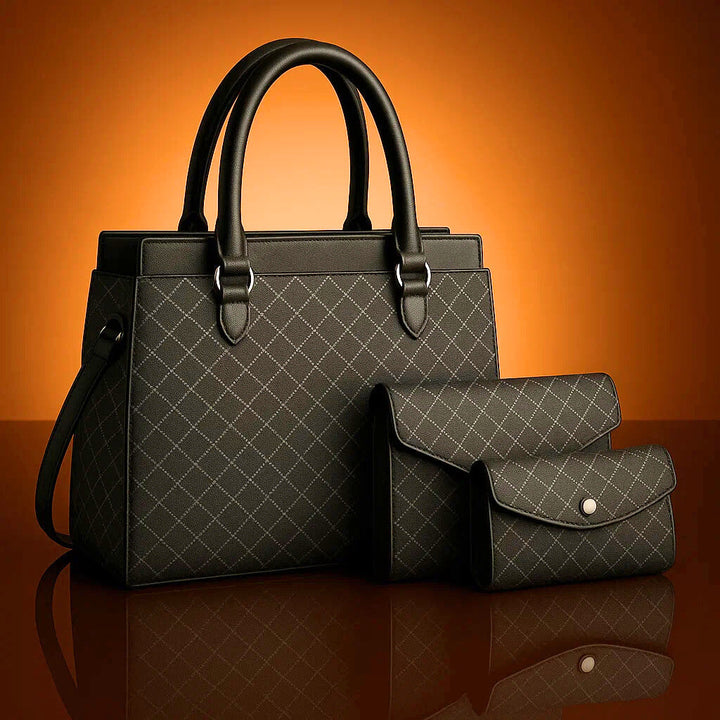 Sandra | Women’s structured handbag set with geometric pattern