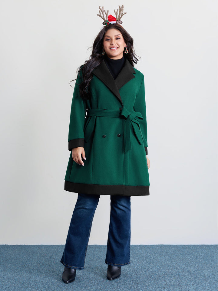 Mavey | Women’s color contrast belted lined coat