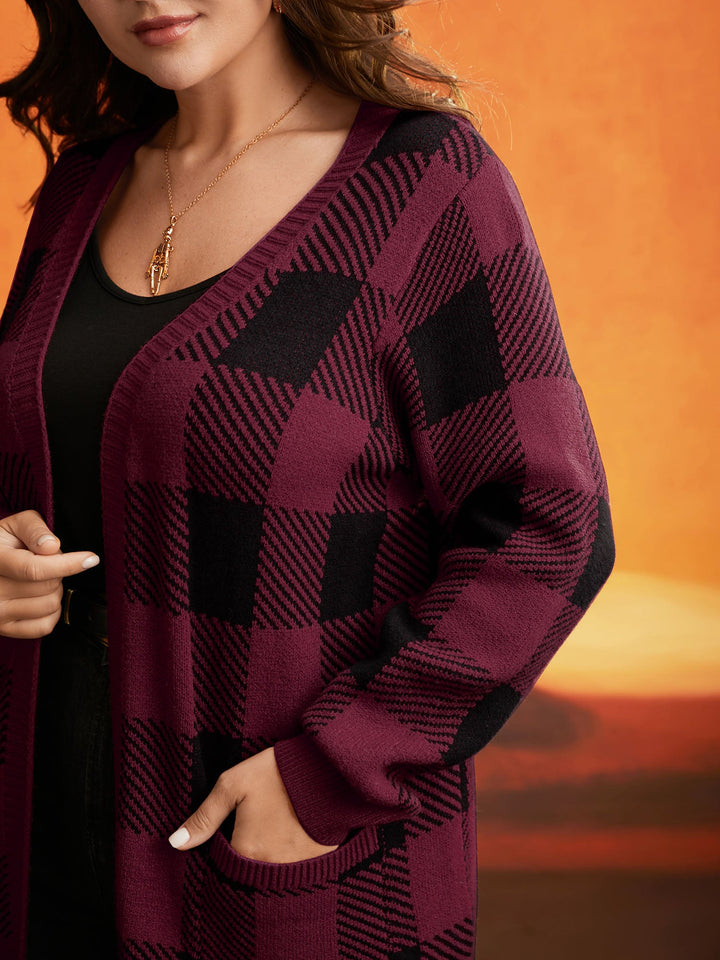 Cynthia | Women’s plaid open-front knit cardigan
