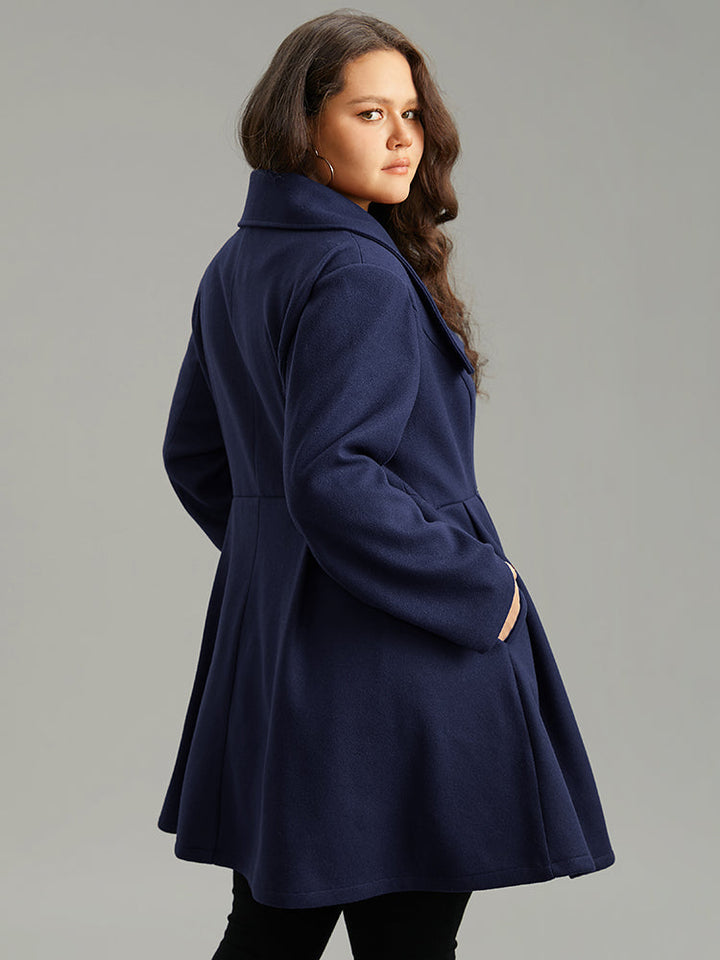Waverly | Women’s plain button up pocket asymmetrical lapel collar coat