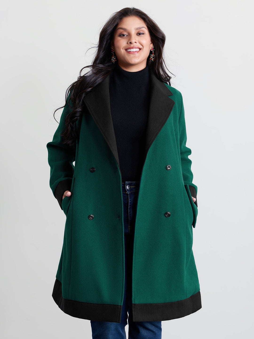 Mavey | Women’s color contrast belted lined coat