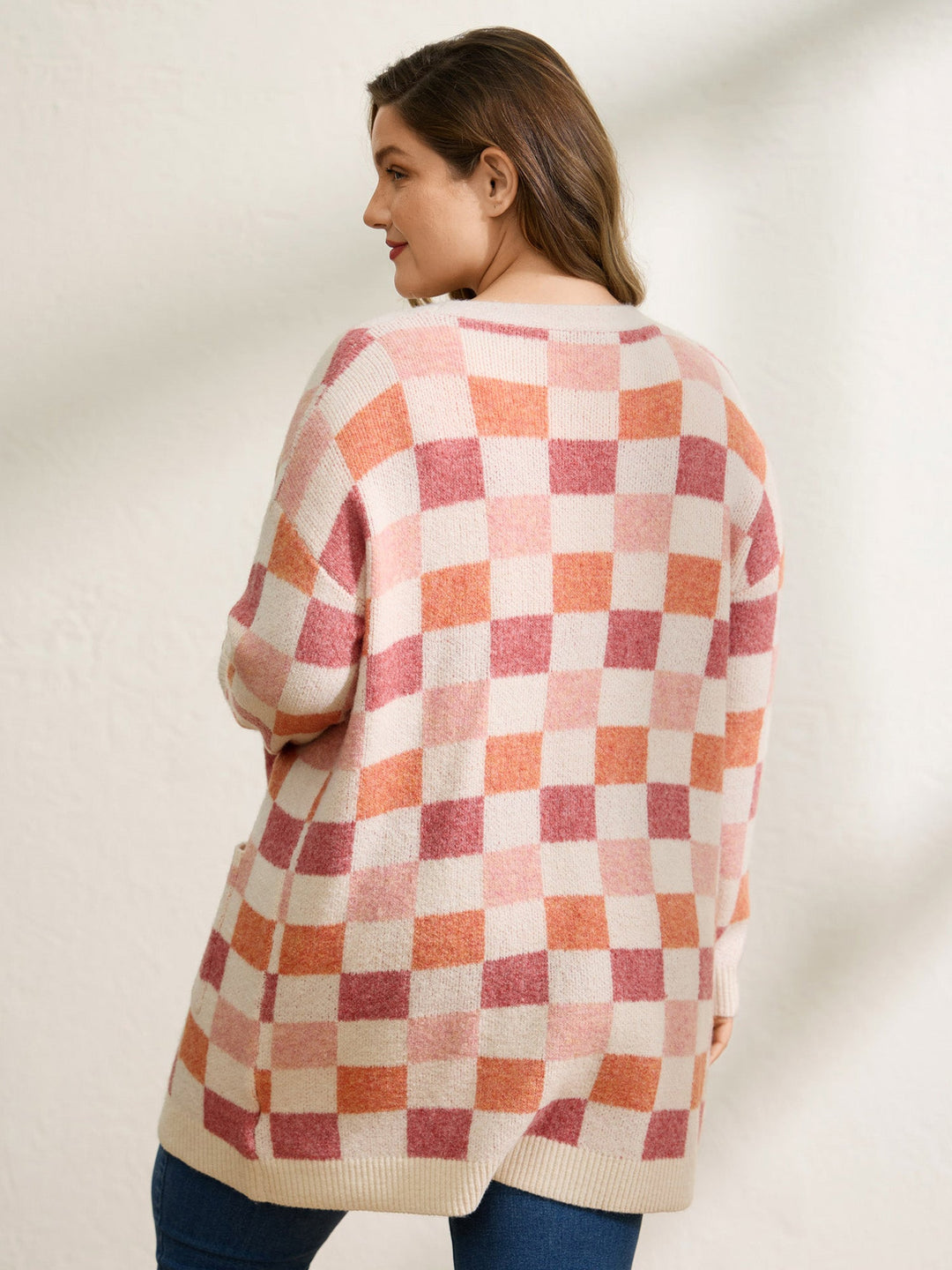 Aspen | Women’s checkered open-front knit cardigan