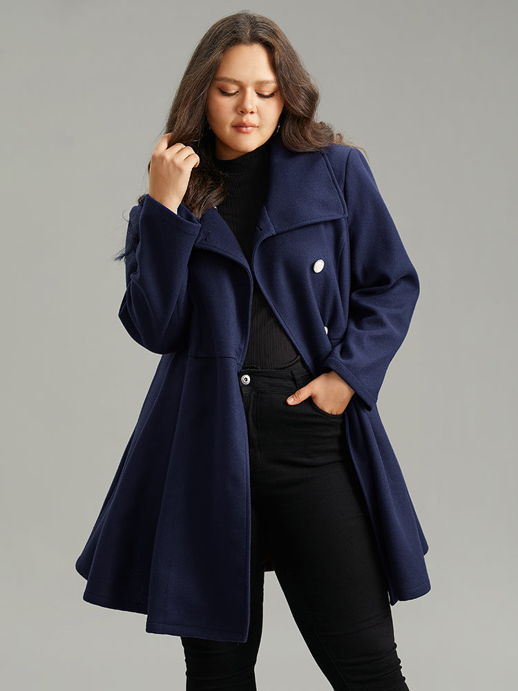 Waverly | Women’s plain button up pocket asymmetrical lapel collar coat