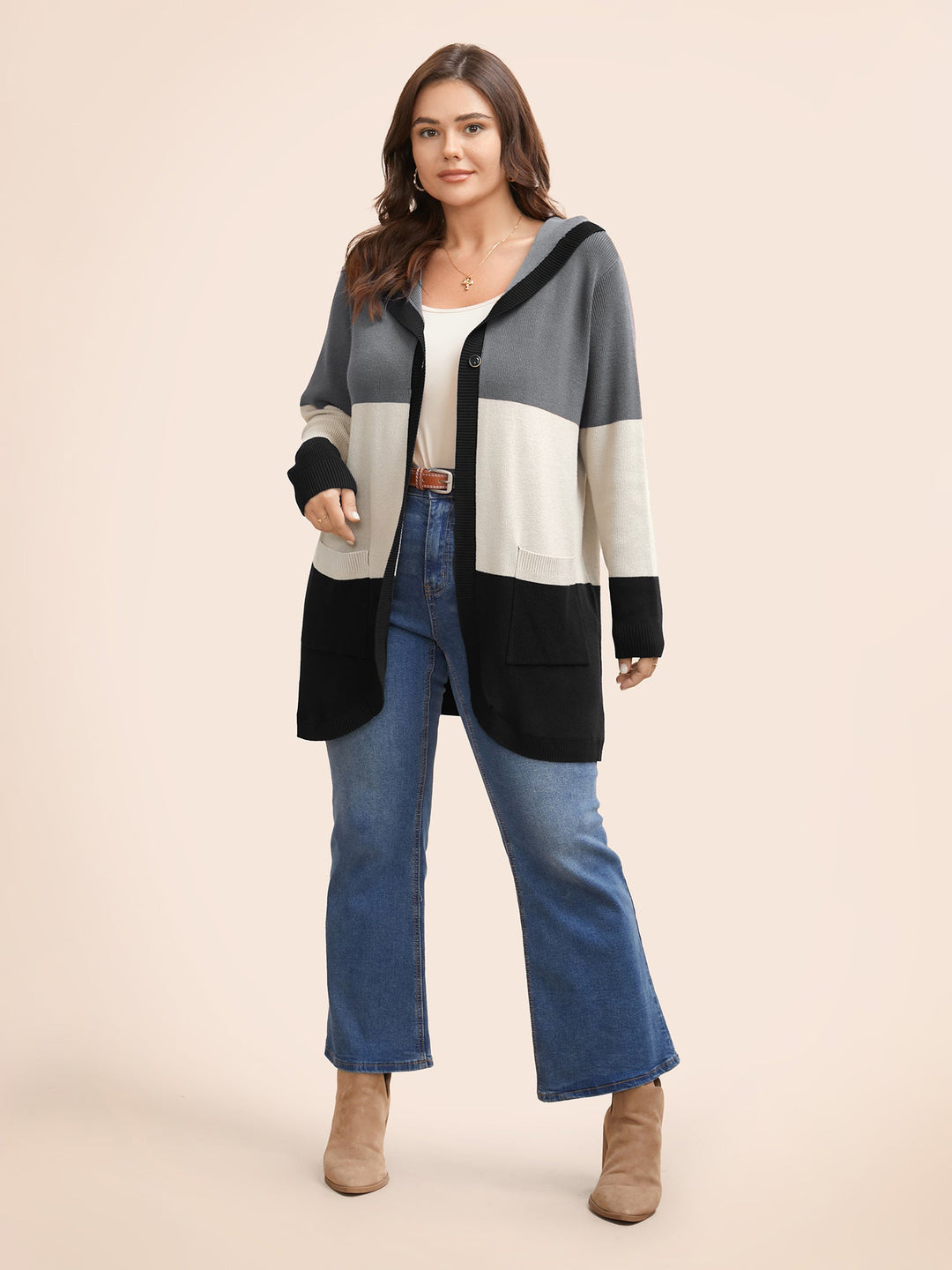 Amira | Women’s color block hooded knit cardigan